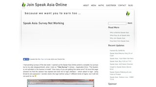 Speak Asia: Survey Not Working | Join Speak Asia Online