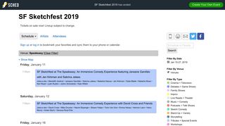SF Sketchfest 2019: Schedule ForVenue: Speakeasy @
