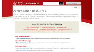 Special Olympics: Accreditation Resources INT