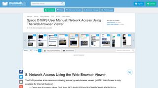 Network Access Using The Web-browser Viewer - Speco D16RS User ...