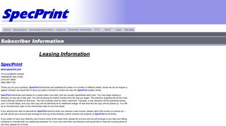 SpecPrint - Subscriber Information