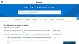 Troubleshooting Spectrum Email Basic troubleshooting ... - Spectrum.net