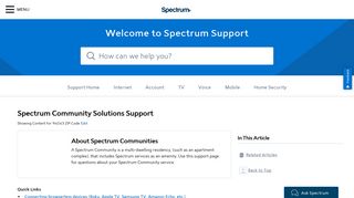 Spectrum Community Solutions Support Support for ... - Spectrum.net