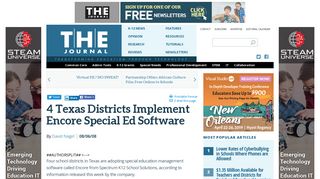 4 Texas Districts Implement Encore Special Ed Software -- THE Journal