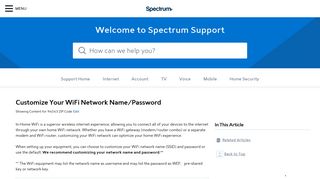 Customize Your WiFi Network Name/Password In ... - Spectrum.net