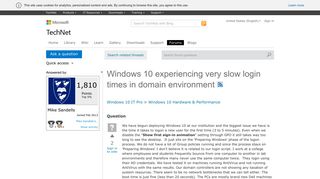 Windows 10 experiencing very slow login times in domain ...