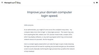 Improve your domain computer login speed. - ManageEngine Blog