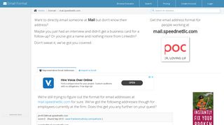 Email Address Format for mail.speednetllc.com | Email Format