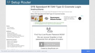 How to Login to the OTE Speedport W 724V Type Ci Cosmote