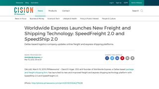 Worldwide Express Launches New Freight and Shipping Technology ...