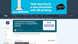 Free Spanish Worksheet by speekee.com - Saying Hello in Spanish ...