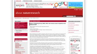 (NPG) offers site license access to Spektrum der Wissenschaft - Nature