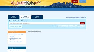 Search Teachers/Parents - Spelling City
