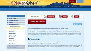 Student Management - Spelling City