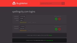 spellingcity.com passwords - BugMeNot