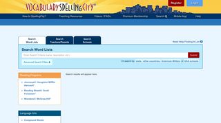 Search Word Lists - Spelling City