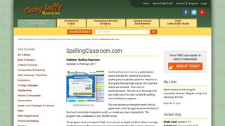 SpellingClassroom.com - Cathy Duffy Reviews