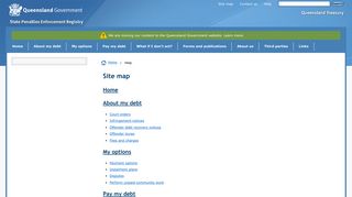 Site map (State Penalties Enforcement Registry)