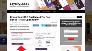 Check Your SPG Dashboard For New Bonus Points Opportunity ...