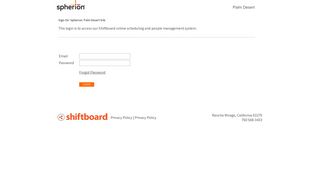 Welcome to Spherion: Palm Desert Shiftboard Login Page
