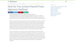 How Do You Access Payroll From Spherion Staffing? | Reference.com