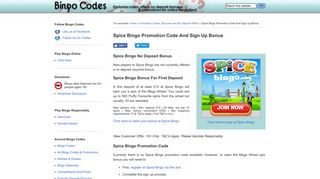 Spice Bingo Promotion Code And Sign Up Bonus - Bingo Codes
