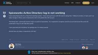 Spiceworks Active Directory log in not working - Experts Exchange