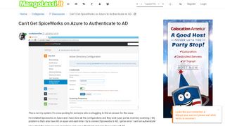 Can't Get SpiceWorks on Azure to Authenticate to AD | MangoLassi