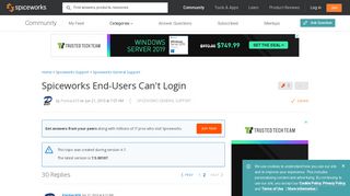 [SOLVED] Spiceworks End-Users Can't Login - Spiceworks General ...