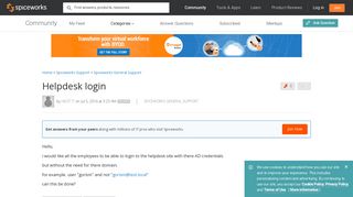 Helpdesk login - Spiceworks General Support - Spiceworks Community