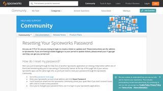 Reset Spiceworks Password - Community & Apps - Spiceworks