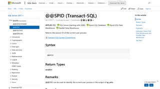 @@SPID (Transact-SQL) - SQL Server | Microsoft Docs