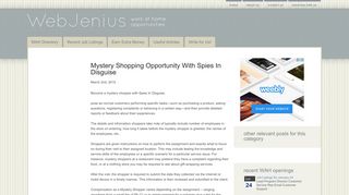 Mystery Shopping Opportunity With Spies In Disguise - Webjenius