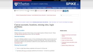 Canvas accounts, locations, missing sites, login problems – Wharton ...
