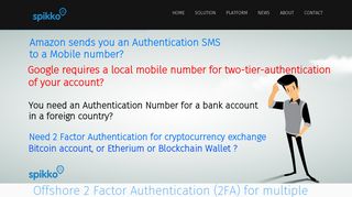 SPIKKO SMS authentication and verification Two Factor Authentication