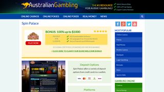Spin Palace | Best Australian Online Casinos - Australian Gambling