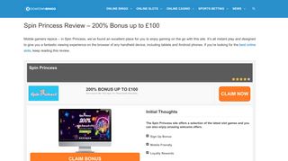 Spin Princess | 200% Welcome Bonus up to £100 January 2019