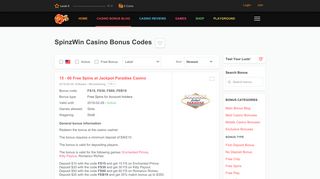 SpinzWin Casino Bonus Codes - thebigfreechiplist