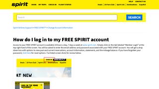 How do I log in to my FREE SPIRIT account – Spirit Airlines Support