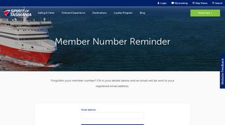 Member Number Reminder - Spirit of Tasmania