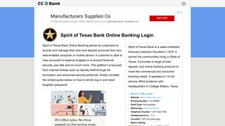 Spirit of Texas Bank Online Banking Login - CC Bank