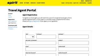 Travel Agent Registration - Travel Agent Portal | Spirit Airlines