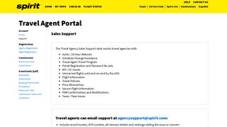 Support - Travel Agent Portal | Spirit Airlines