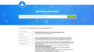 SplashData Inc | SplashID Safe Cloud sync isn't work...