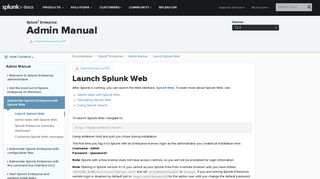 Launch Splunk Web - Splunk Documentation