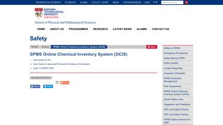 SPMS Online Chemical Inventory System (OCIS) - (SPMS), NTU