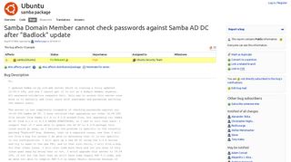 Bug #1572824 “Samba Domain Member cannot check passwords ...