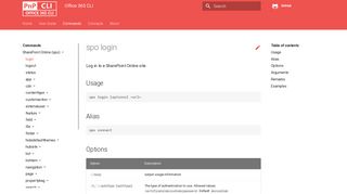 spo login - login - Office 365 CLI