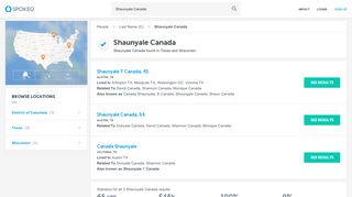 Shaunyale Canada's Phone Number, Email, Address ... - Spokeo
