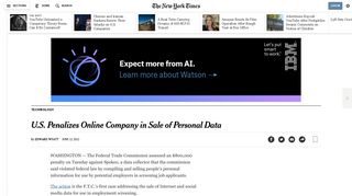 Spokeo Is Penalized by F.T.C. in Sale of Personal Data - The New ...